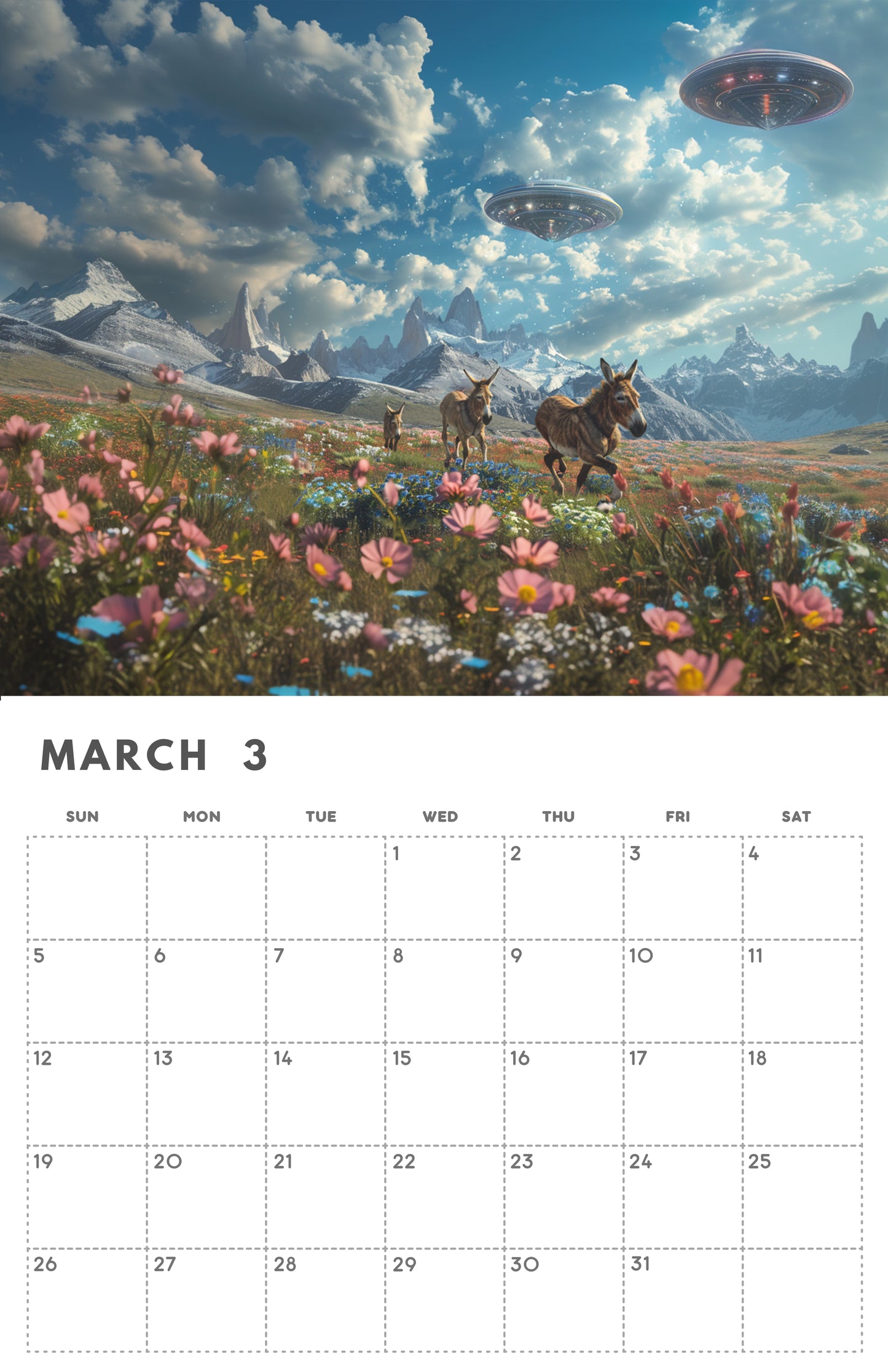 Free digital monthly calendar. Jackass edition. March 2024